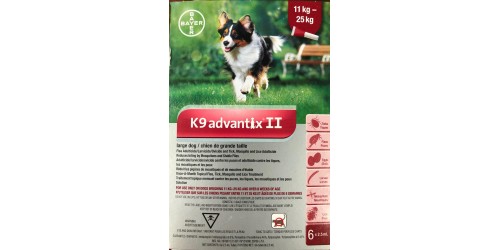 K9 Advantix chien entre 11kg et 25 kg ( entre 25 et 55 Livres) 6 Doses
